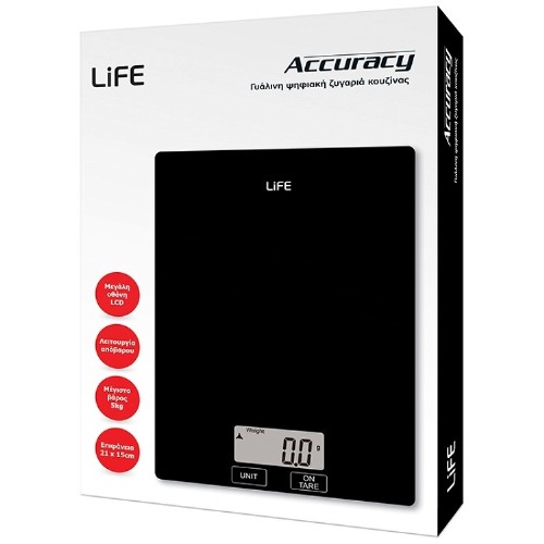 KITCHEN SCALE LIFE ACCURACY (221-0181) 5Kg BLACK GLASS